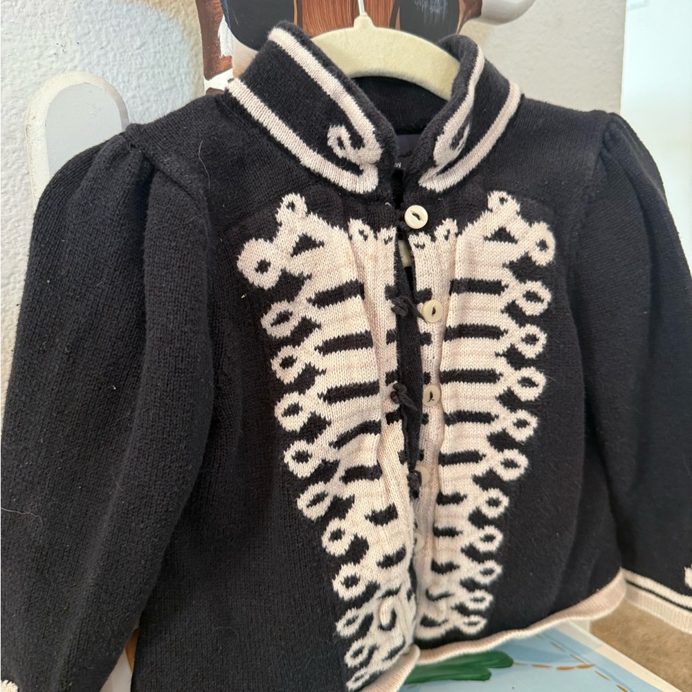 GAP Black and Cream Military-Style Knit Jacket